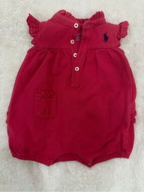 Ralph Lauren Raspberry Red Polo Baby Romper